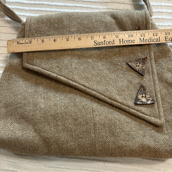 Tan Tweed Herringbone Bag/purse Envelope Fold With Matching Wallet NWOT‎ - Picture 12 of 16